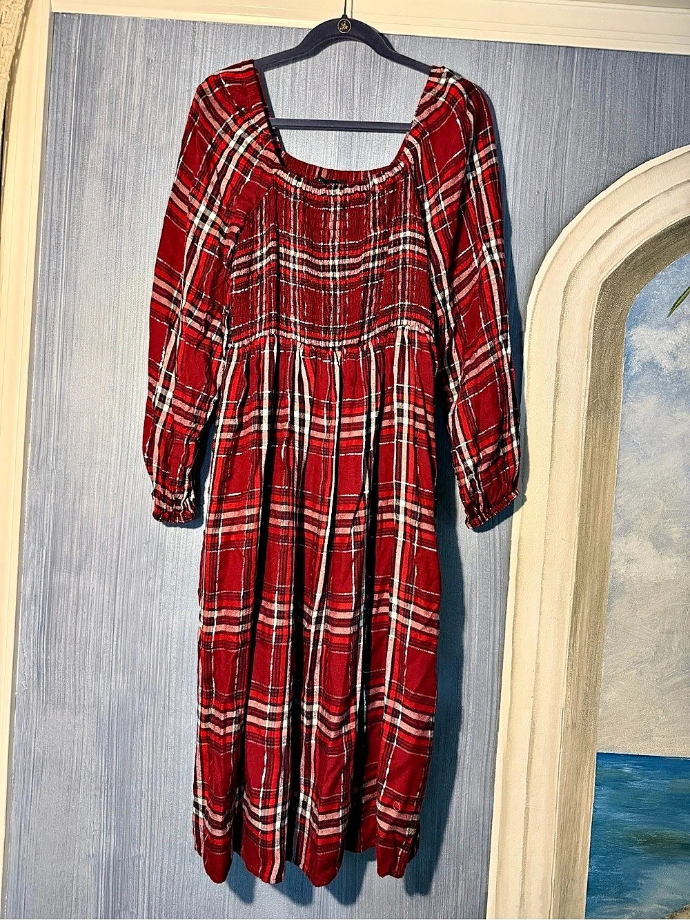 Lane Bryant Plaid Maxi Dress in Red & Black Size 14/16 Like New